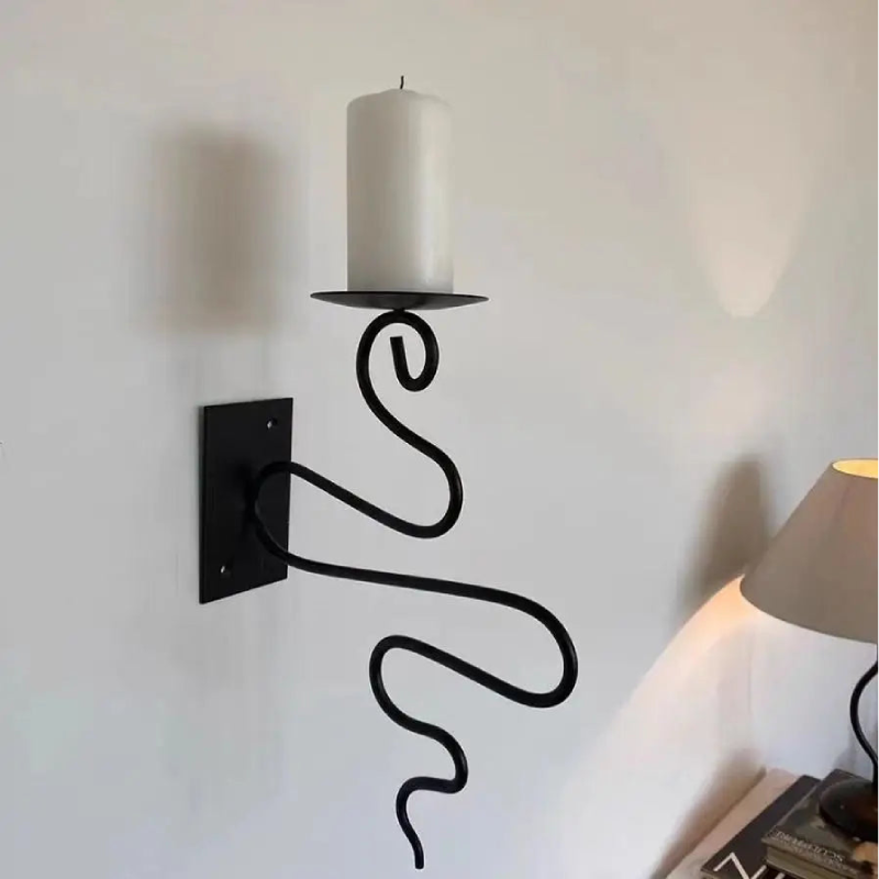 Deco Wave Iron Candle Holder - Elegant Rustic Home Decor for Tabletop, Wedding Centerpiece, Fireplace Mantel & Outdoor Patio Lighting