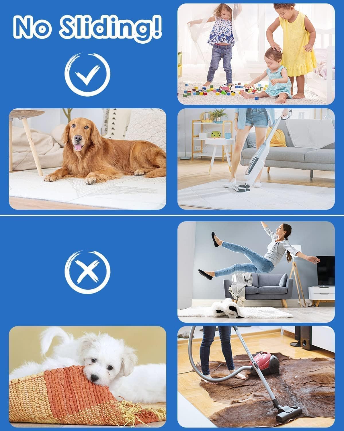 Non-Slip Rug Pads Grippers - Premium Anti-Skid Rug Underlay for Hardwood Floors & Tile - Perfect for Living Room, Bedroom & High-Traffic Areas