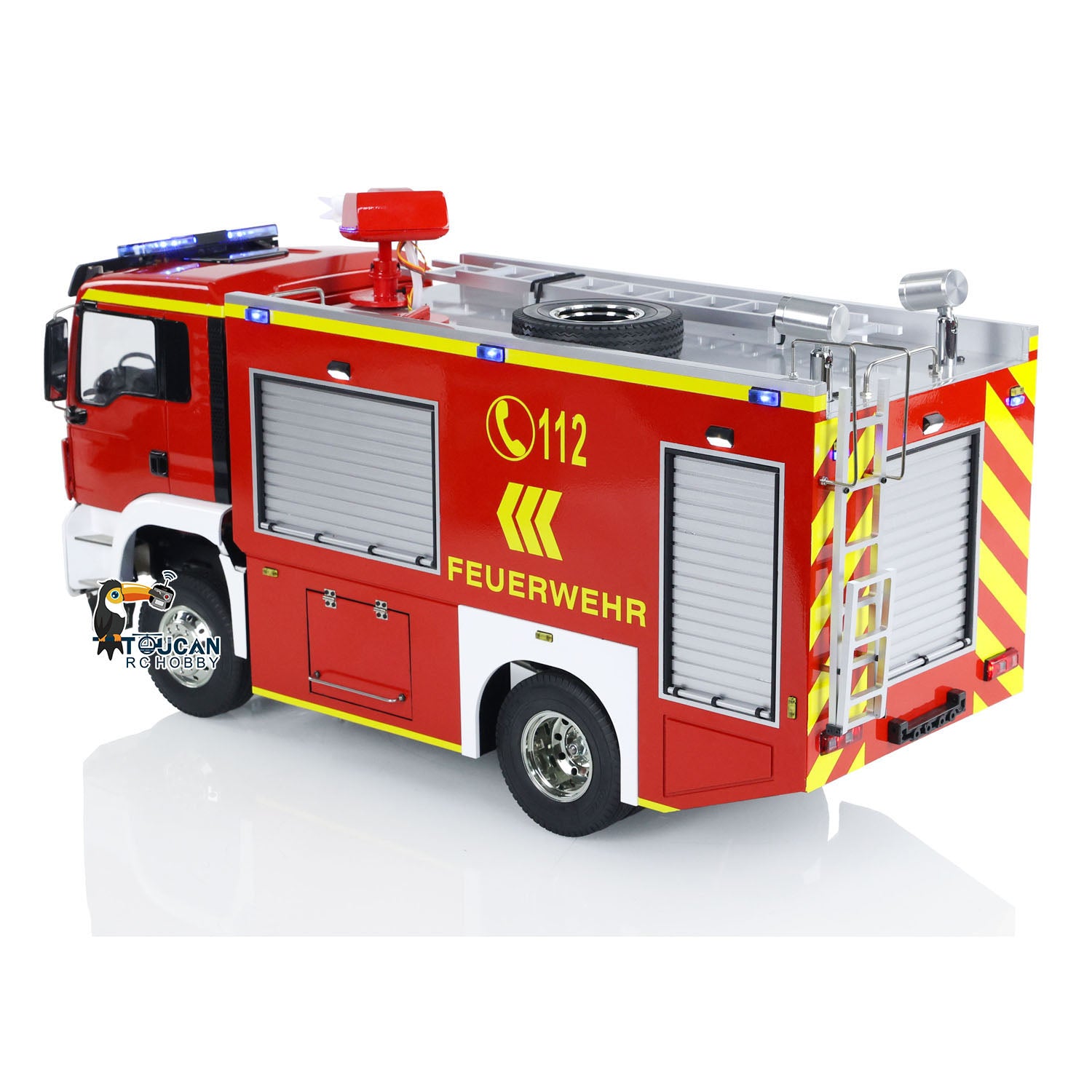 1:14 Scale 4x2 RC Fire Fighting Truck with 2-Speed Transmission, Sound & Light System - Ready-to-Run Remote Control Fire Engine for Kids & Adults - Perfect for Emergency Rescue Play, STEM Learning, and Collector Display