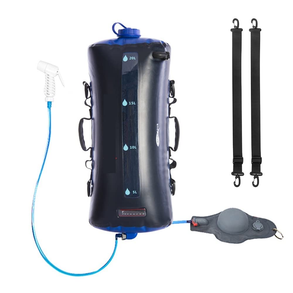XinQt Collapsible Water Container 12L/20L - Portable Camping Shower Bag with Air Pump for Outdoor Activities, Hiking, Backpacking & Emergency Water Storage (Style A 20L)