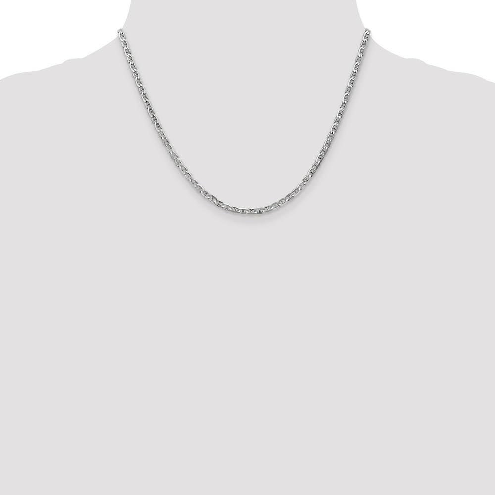 The Black Bow 3mm 14k White Gold Solid Concave Anchor Chain Necklace for Women, Perfect for Everyday Wear, Date Nights, and Special Occasions