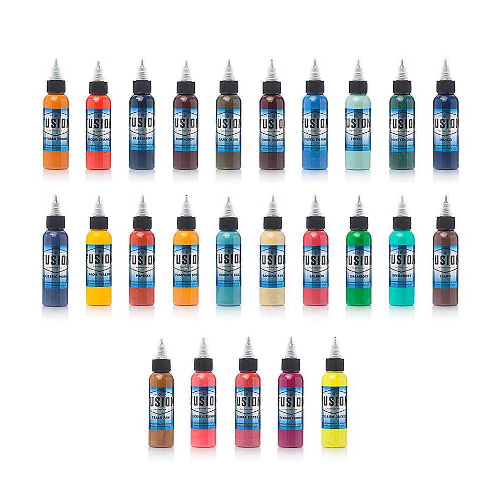 25 Color Professional Fusion Tattoo Ink Set - Vibrant, Long-Lasting Body Art Pigments for Tattoo Artists & Beginners - Perfect for Tattooing, Permanent Makeup & Cosmetic Procedures