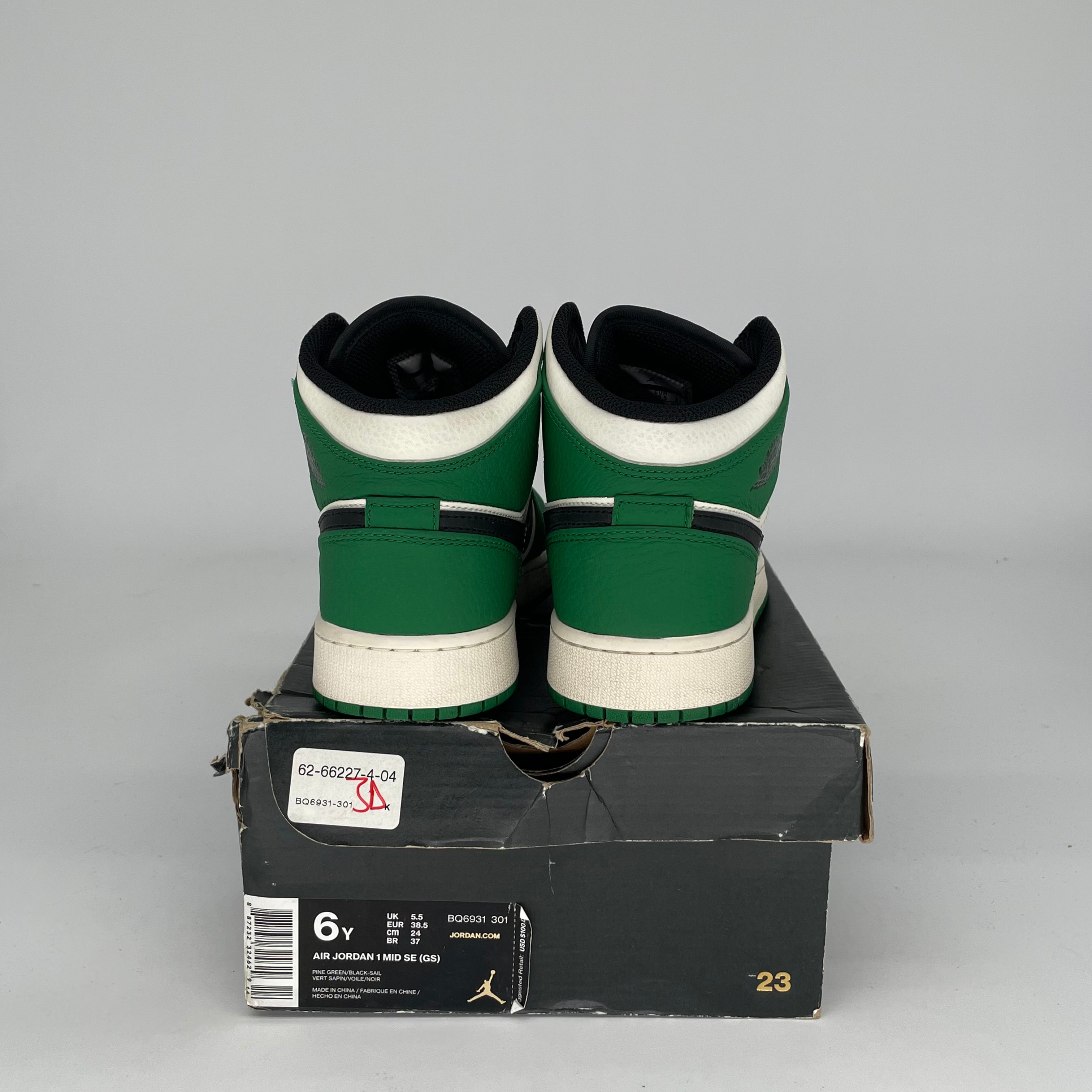 AIR JORDAN 1 MID PINE GREEN Sneakers - Women's Size 6/7.5W (BQ6931-301) - Basketball Shoes for Casual Wear & Street Style Fashion