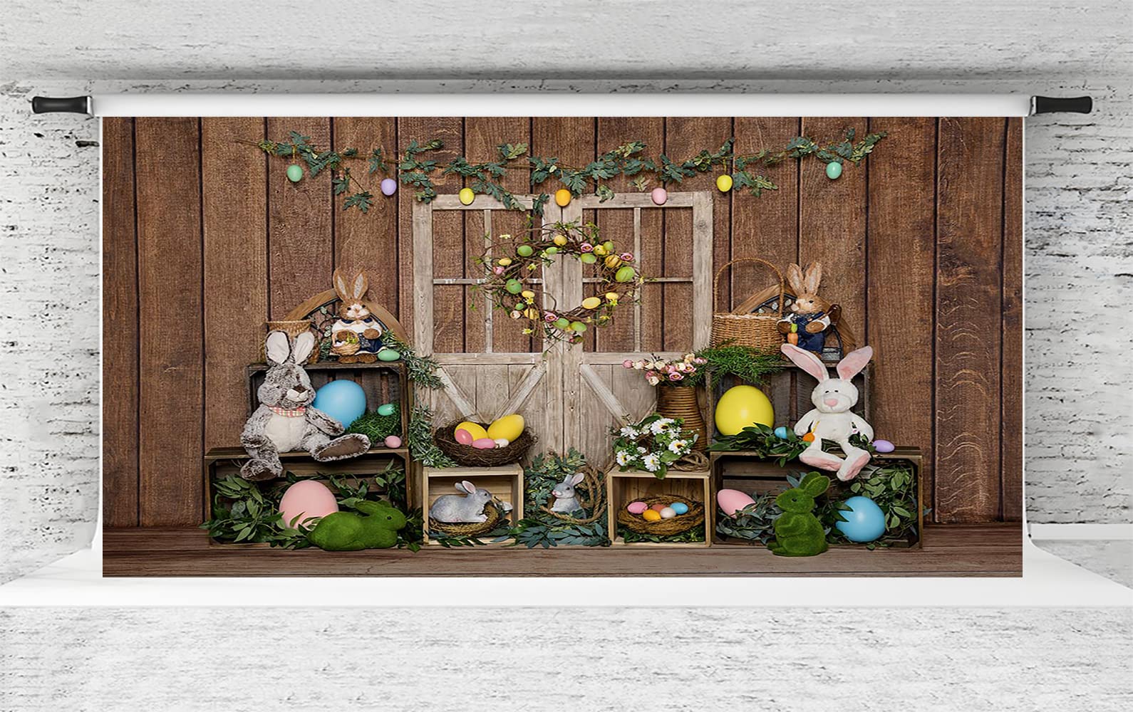 20x10ft Rustic Wood Easter Backdrop - Spring Photo Booth Prop for Easter Party Decorations, Baby Showers & Family Gatherings