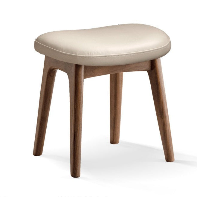 Premium Solid Oak & Black Walnut Wood Makeup Stool - Elegant Vanity Seat with Cushion for Bedroom, Dressing Room & Beauty Salon