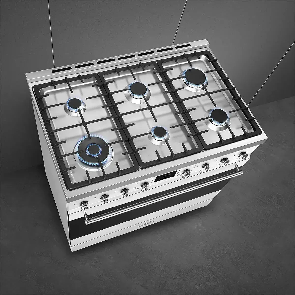 Smeg 90cm 6 Burner Classic Freestanding Dual Fuel Range Cooker in White - Premium Kitchen Appliance for Home Chefs & Entertaining