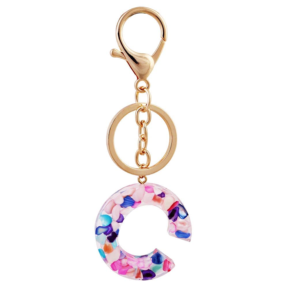 Personalized A-Z Initial Letter Keychain - Creative Colorful Alphabet Key Ring for Gifts, DIY, Backpacks & Home Decor (Letter C)