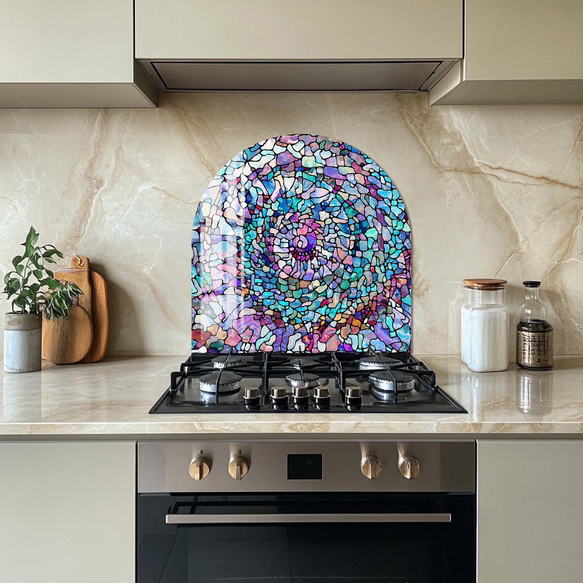 Ocean Mosaic Glass Splashback - Waterproof Kitchen Backsplash Tile for Stove & Sink Area - Easy to Clean & Heat Resistant - Perfect for Modern Home & Restaurant Decor