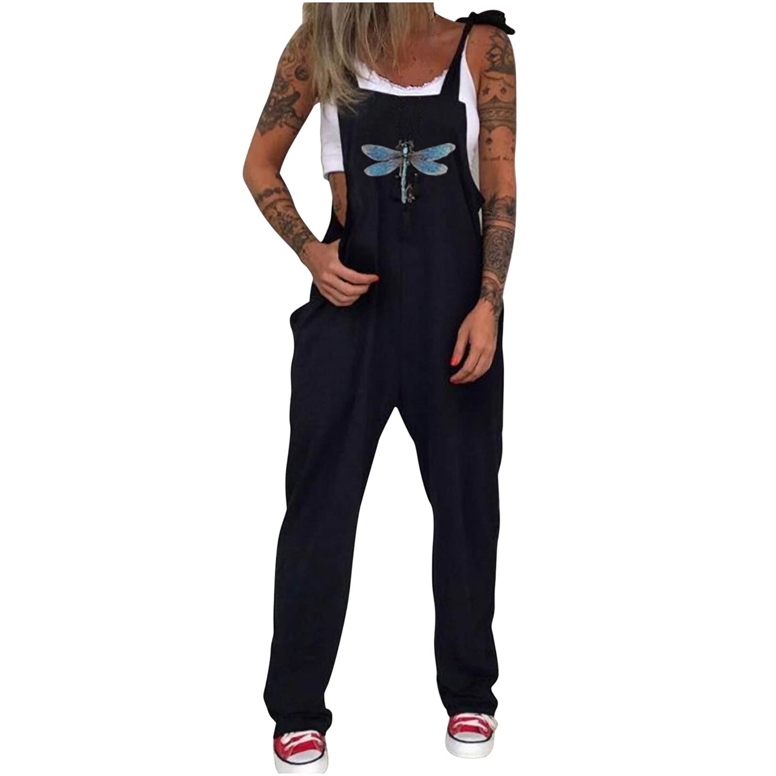 Plus Size Women's Casual Baggy Overalls Jumpsuit - Loose Fit Wide Leg Button Front Bib Denim Overalls for Work, Gardening & Everyday Wear