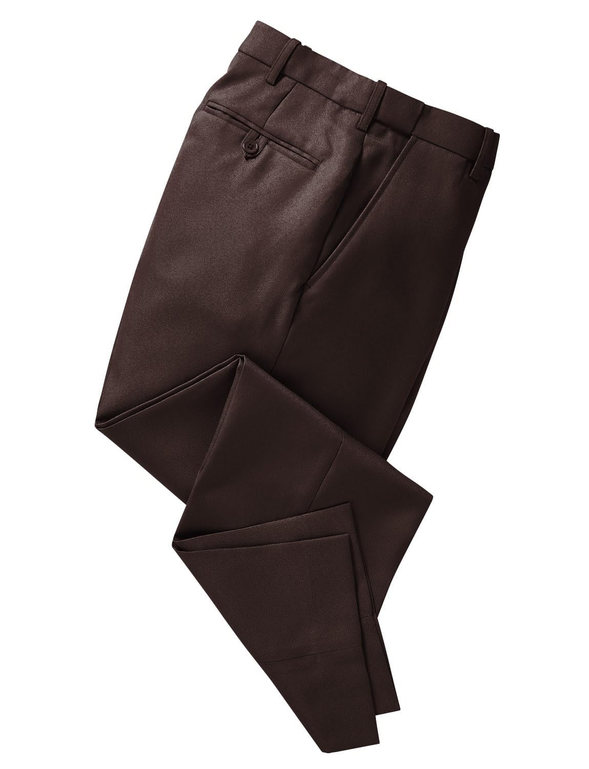 Men's Stretch Waist Dress Pants - Formal Work Slacks with Hidden Elastic Waistband | Comfortable Office Wear & Business Attire