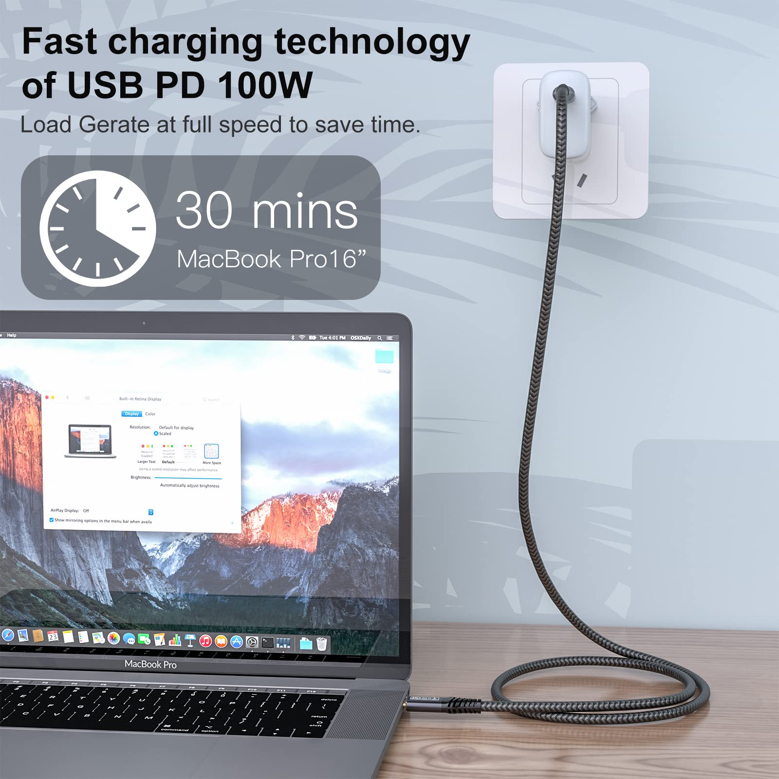 CAKOBLE 10ft USB C to USB C Cable 3.2 Gen 2, 100W Fast Charging & 4K@60Hz Video Transmission, Compatible with MacBook Pro, Samsung Galaxy, Huawei - Perfect for Home, Office & Travel Charging