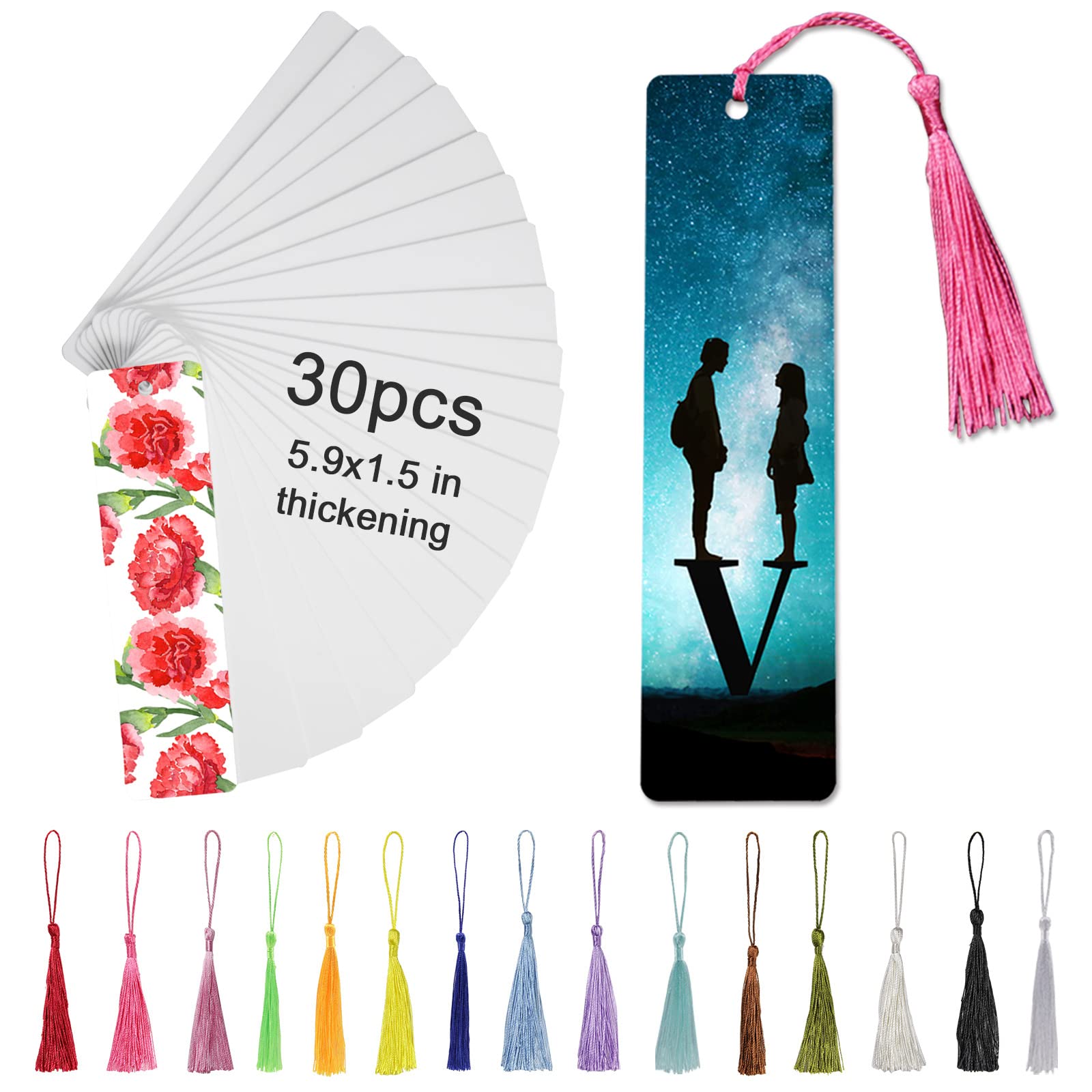 30 Pcs DIY Sublimation Blank Bookmarks - 5.9
