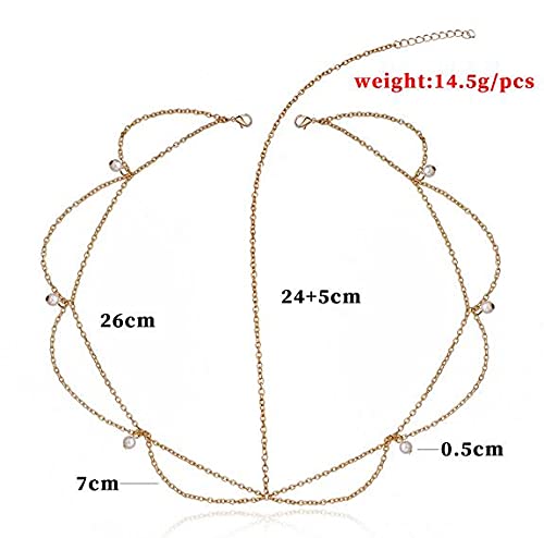 Gold Pearl Head Chain Jewelry - Boho Festival Hair Accessories for Women & Girls - Perfect for Music Festivals, Weddings & Bohemian Style Outfits