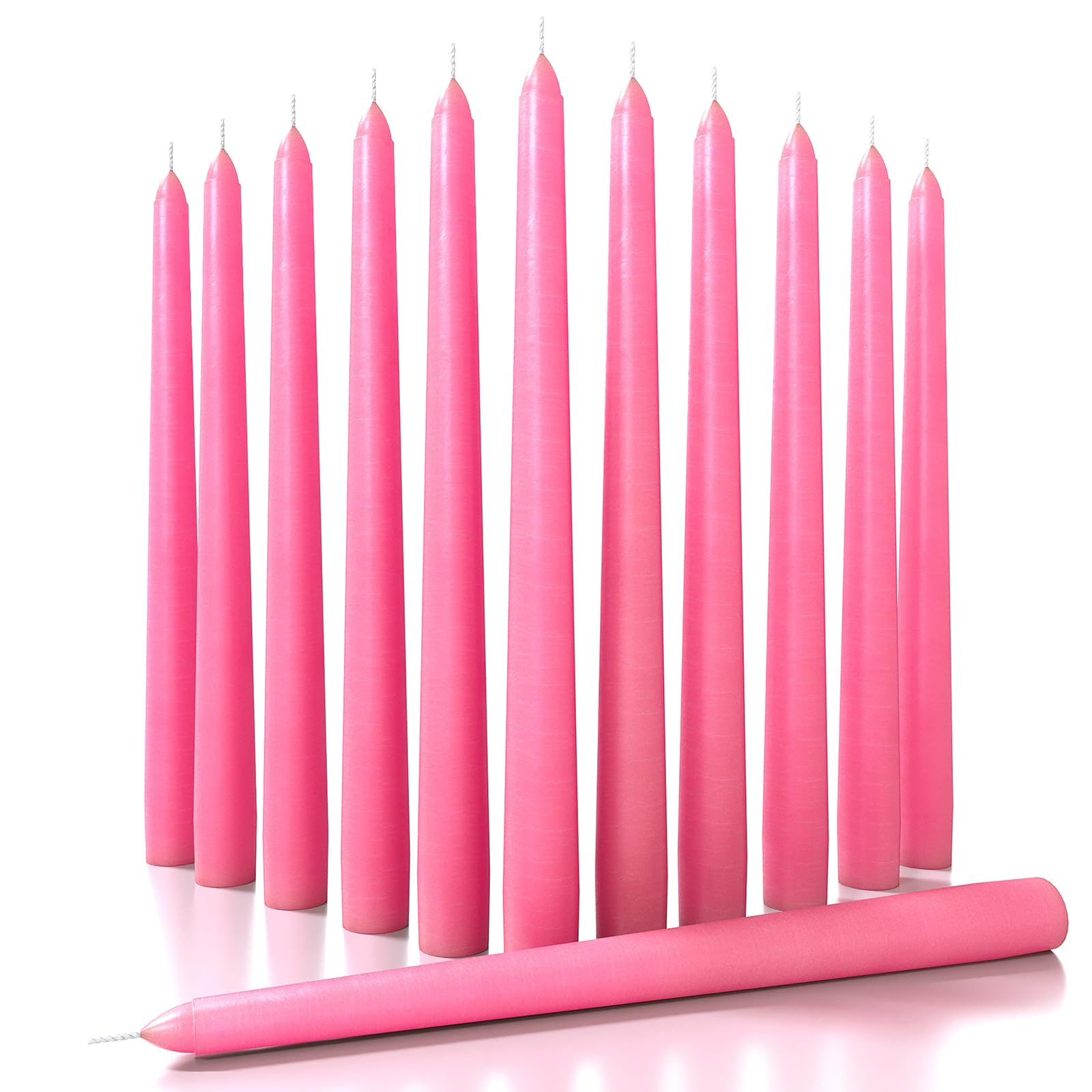 Premium 10 Inch Taper Candles Set of 12 - Dripless Unscented Candlesticks for Elegant Dining & Home Decor - Romantic Pink Dinner Candles for Weddings, Anniversaries & Holiday Centerpieces