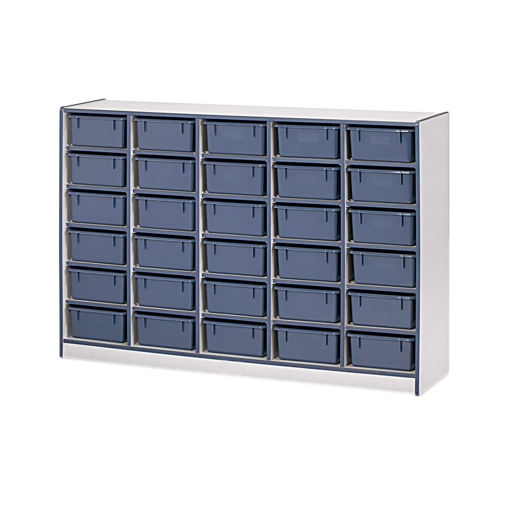 Jonti-Craft 4031JCWW112 30-Tub Mobile Storage Unit with Rainbow Accents - Navy Blue Classroom Storage Organizer for Toys, Art Supplies & Learning Materials - Perfect for Preschool, Daycare & Homeschool Organization