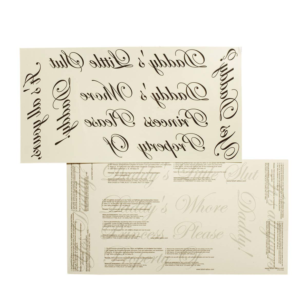 1 x Daddy's Card - Princess, Yes Daddy, Property of Daddy - Temporary Fetish Daddy Girl Tattoo Set (1) | Fun Role Play Accessory for BDSM, Fetish Parties & Couples Play