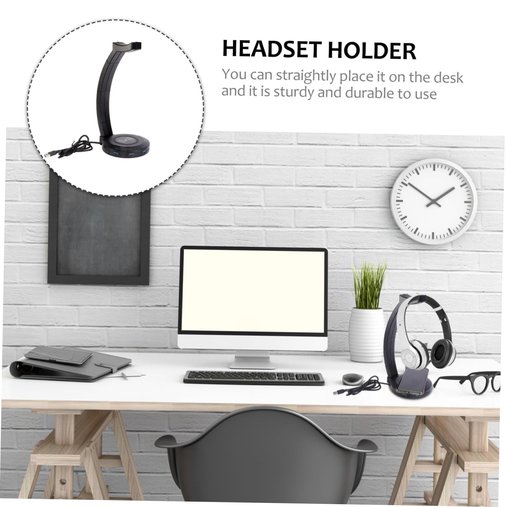 OSALADI Premium Headphone Stand with USB Port - Durable Desk Organizer for Gaming Headsets, Smartphones & Tablets - Perfect for Home Office, Gaming Setup & Workspace Organization