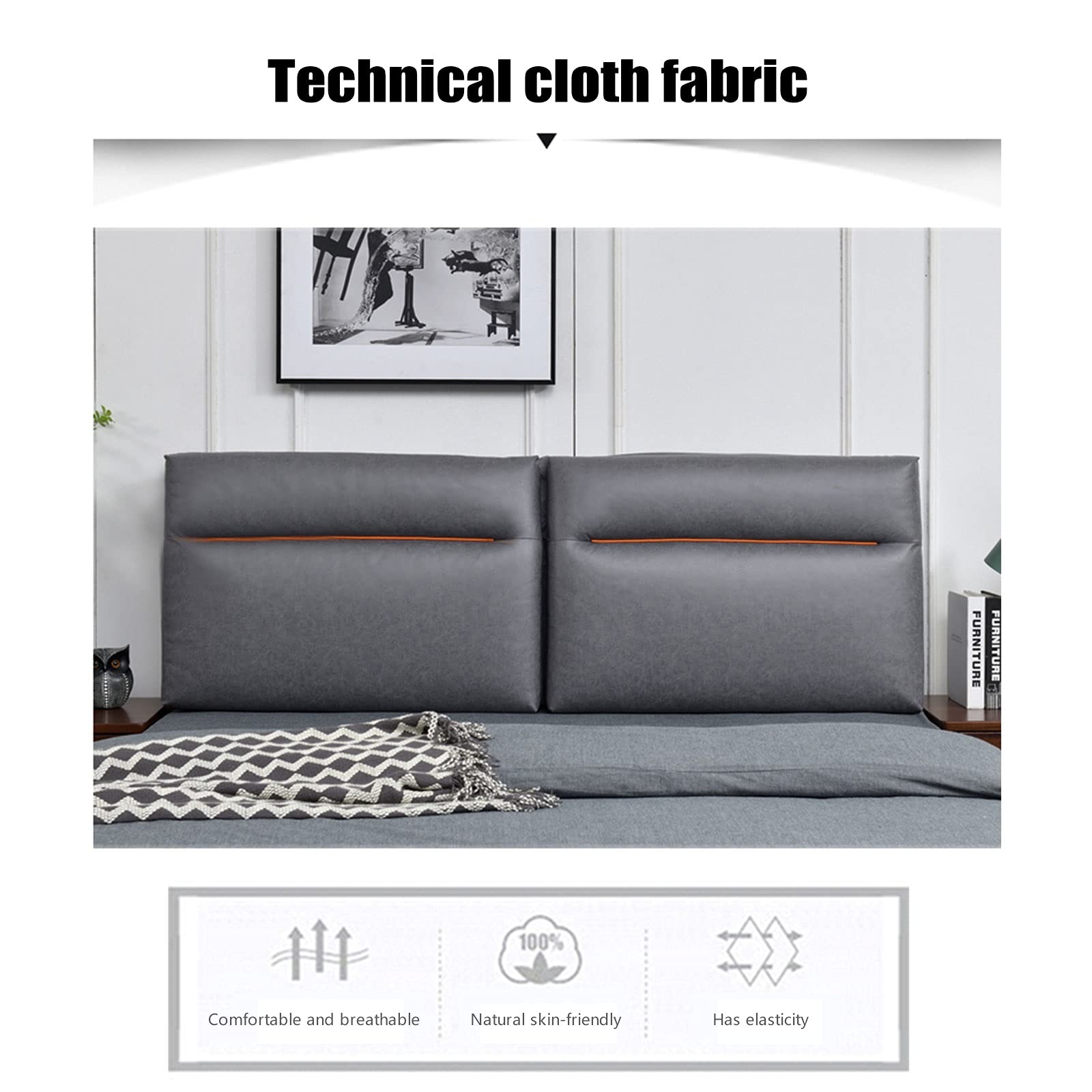 **King Size Upholstered Headboard Pillow - Bed Rest Wedge Cushion with Removable Cover for Lumbar Support, Day Beds & Bunk Beds | Customizable & Comfortable for Reading, Relaxing & Watching TV**