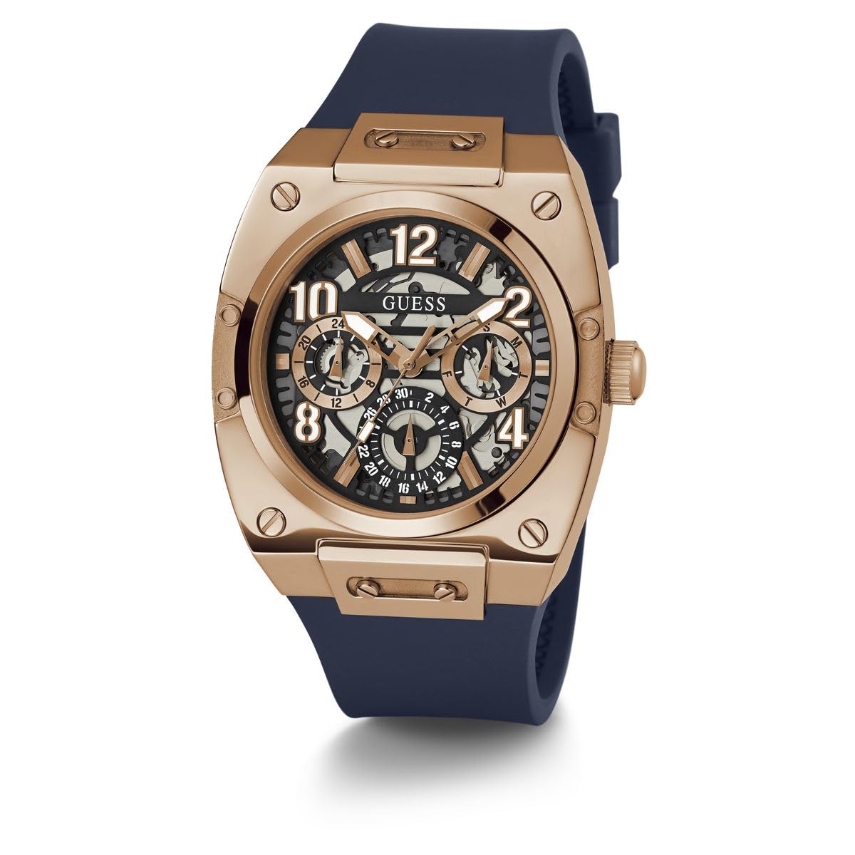GUESS Men's 43mm Stainless Steel Chronograph Watch with Date Display - Water Resistant Casual & Dress Watch for Business, Travel & Everyday Wear
