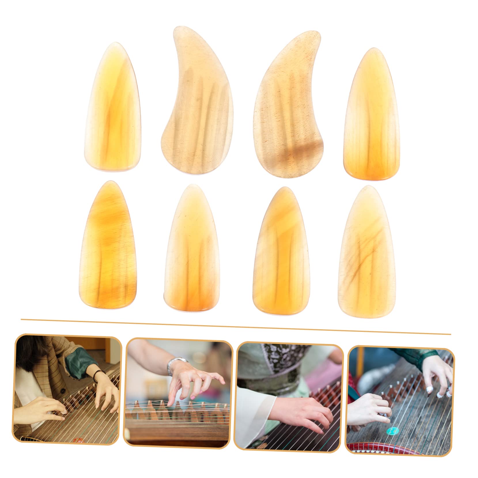 8pcs Guzheng Nails for Adults & Kids - Professional Finger Protectors for Guzheng, Guitar & Musical Instruments (Yellow) - Perfect for Practice, Performances & Music Lessons