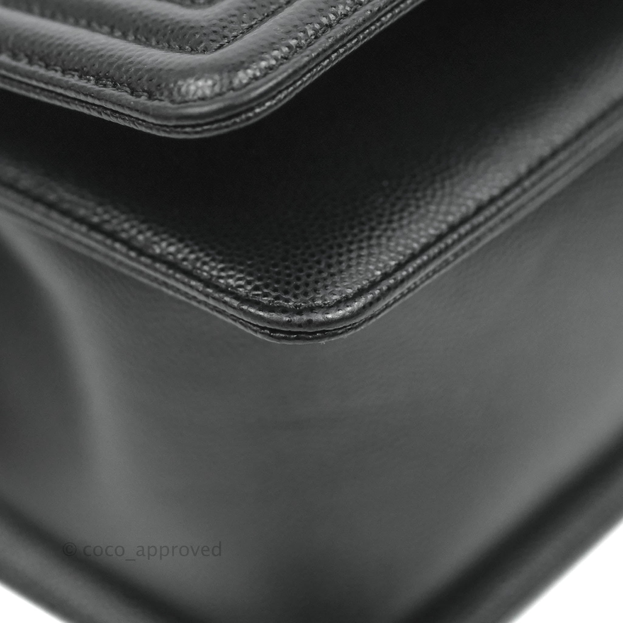Chanel Boy Quilted Medium Handbag in Black Caviar Leather with Ruthenium Hardware - Perfect for Evening Events, Parties & Luxury Fashion Accessories