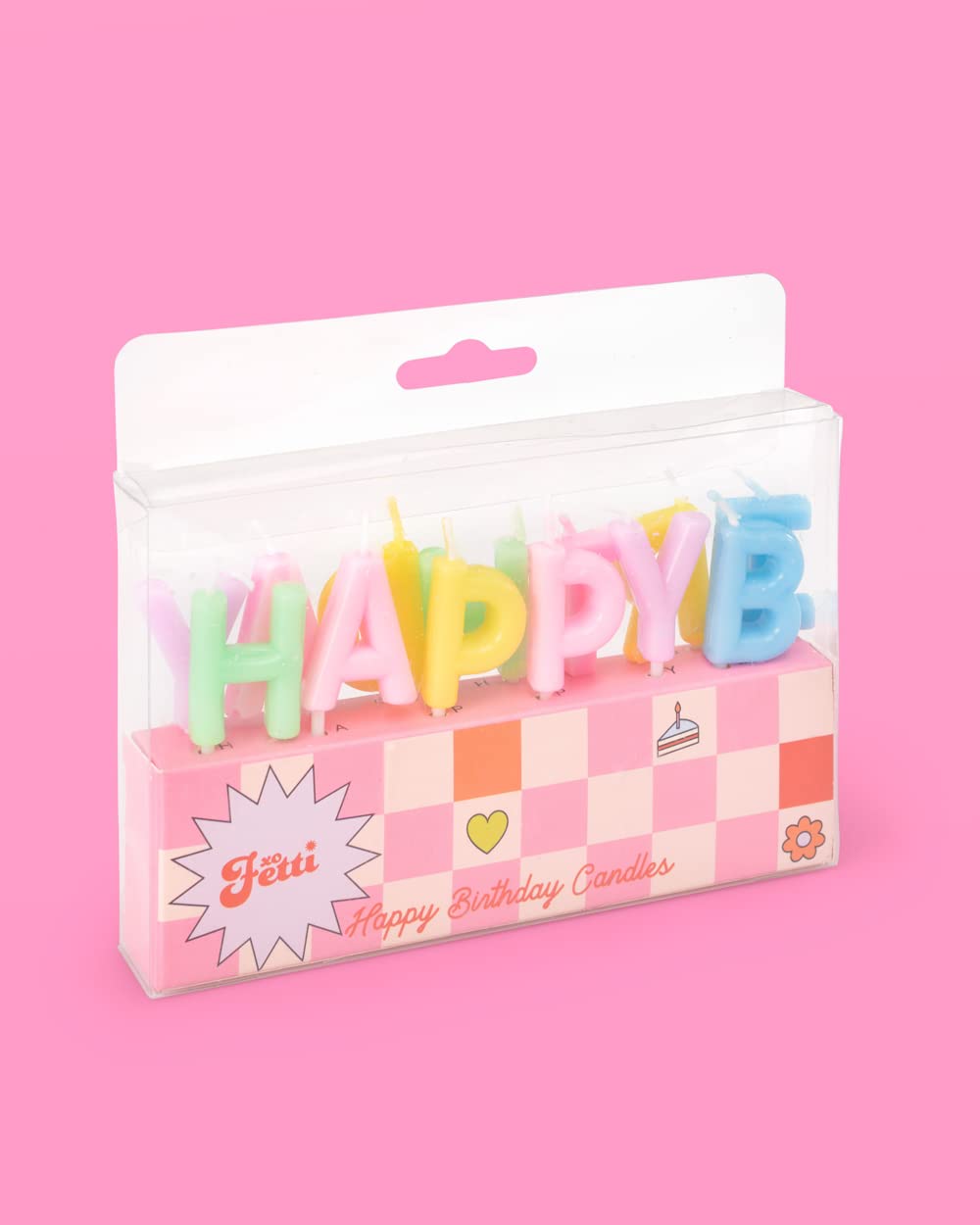 Fetti Happy Birthday Pastel Candle Set - Rainbow Cake Decorating Supplies & Party Decorations | Perfect for Birthday Cakes, Cupcakes, and Celebration Desserts
