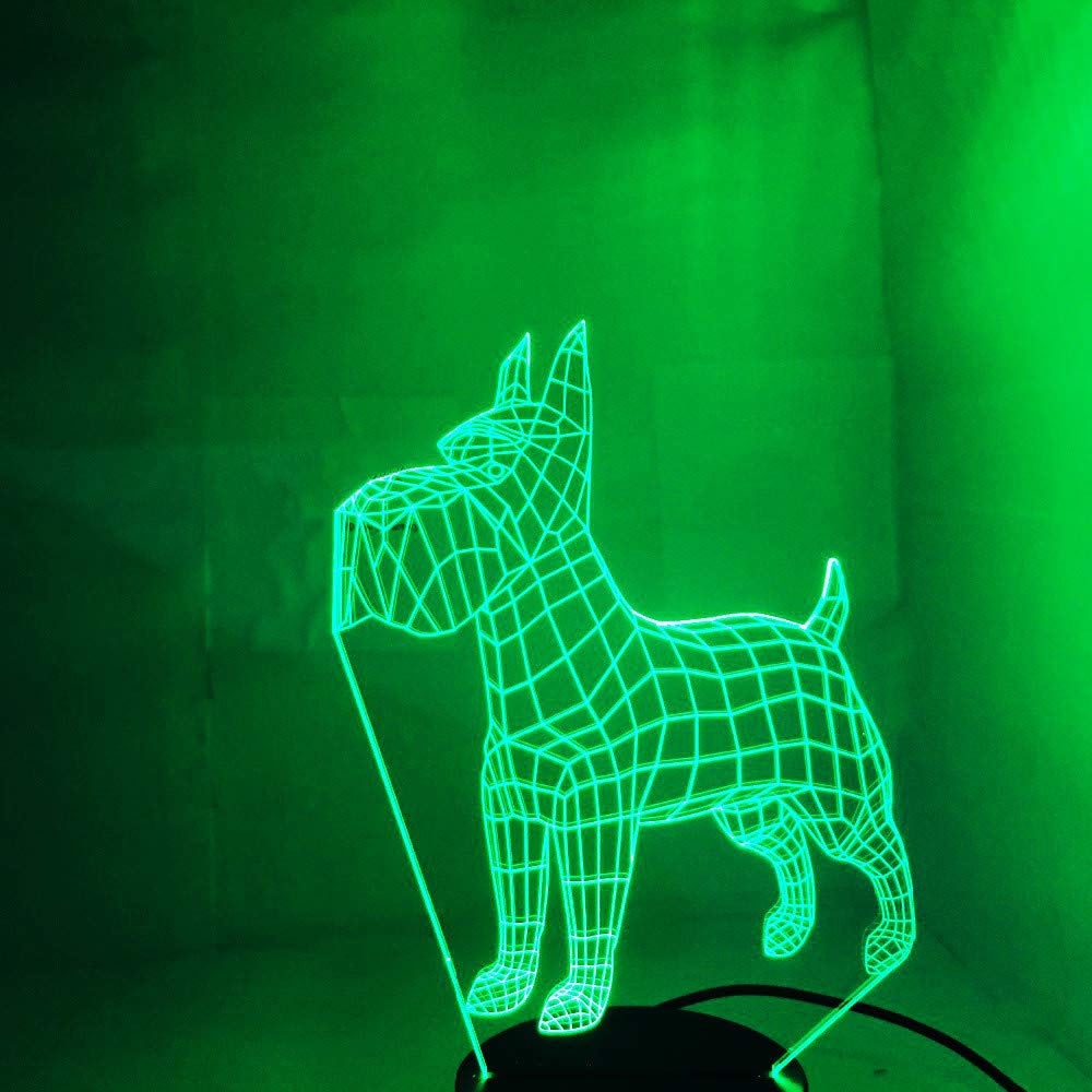 3D Dog Night Light LED Touch Switch Table Lamp - 7 Color Changing Optical Illusion Lamp for Kids Room, Nursery, Bedside Decor - Perfect Gift for Christmas, Birthday & Home Decoration (Pet Lover Present)