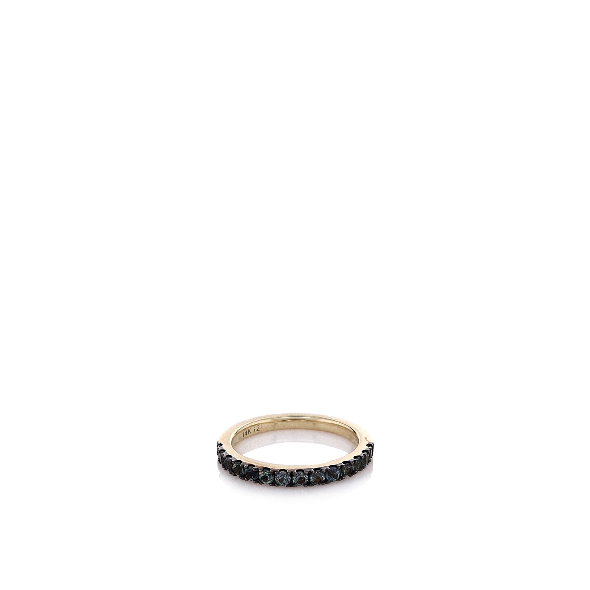 14K Yellow Gold Round Alexandrite Stacking Ring - Dainty Half Band for Women, Perfect for Layering, Stacking, or Everyday Wear