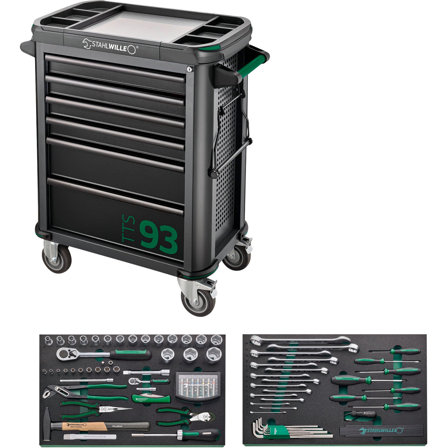 Stahlwille 98830177 Professional Tool Set with Rolling Tool Trolley - Perfect for Mechanics, DIY Enthusiasts, and Workshop Use