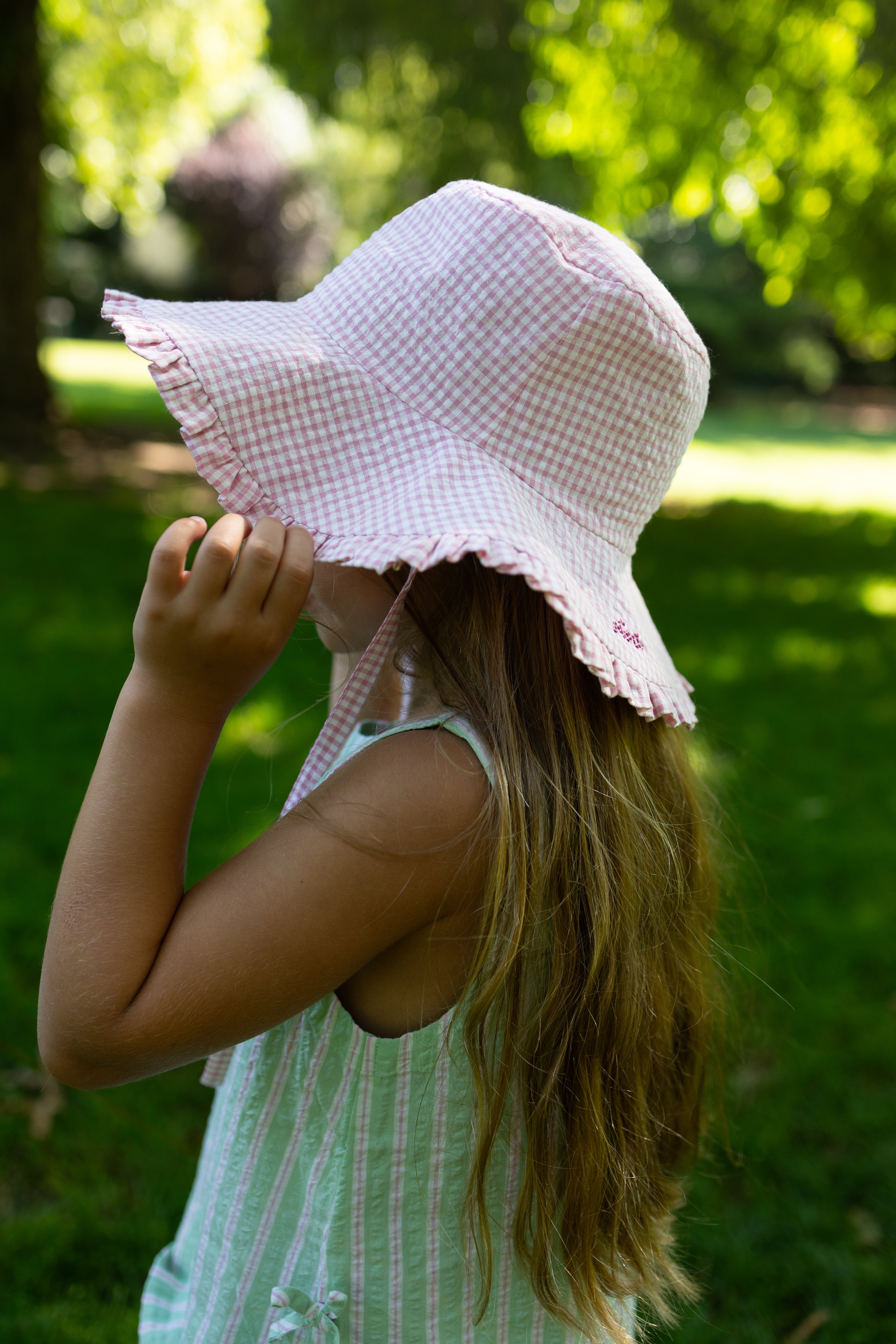Stylish Summer Hat for Women - Vichy Pink Wide Brim Sun Hat for Beach, Outdoor & Travel Protection