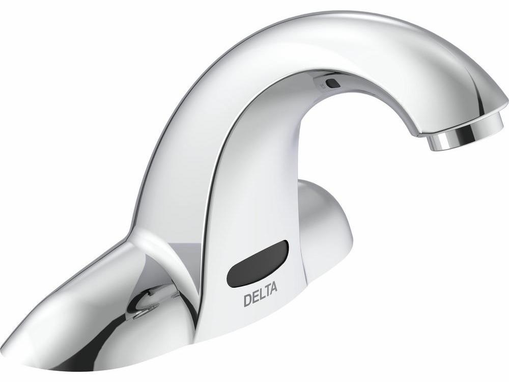 Delta 591TF1250 4cc Battery Operated Electronic Touchless Bathroom Faucet - Chrome Finish for Commercial & Residential Use - Ideal for Restaurants, Hospitals, and Public Restrooms