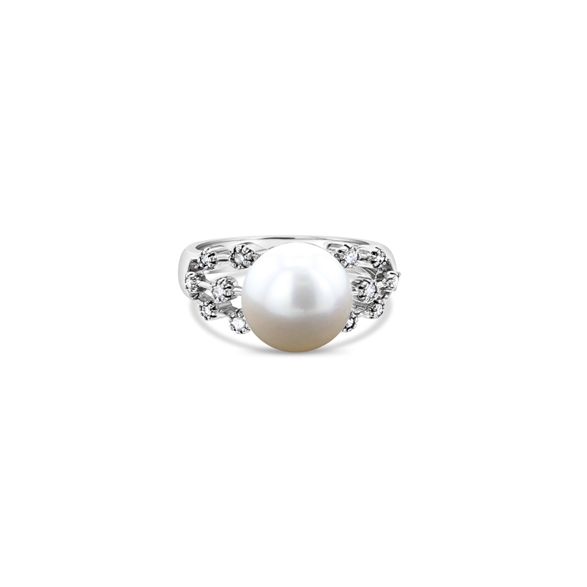 14K White Gold Freshwater Pearl & Diamond Ring .19cttw - Elegant Jewelry for Weddings, Anniversaries & Special Occasions