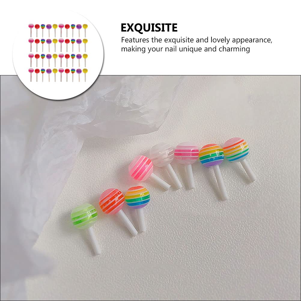 FOMIYES 100Pcs Rainbow Lollipop Nail Art Decorations - DIY Nail Art Accessories Kit for Manicure, Nail Salon & Party Nail Designs