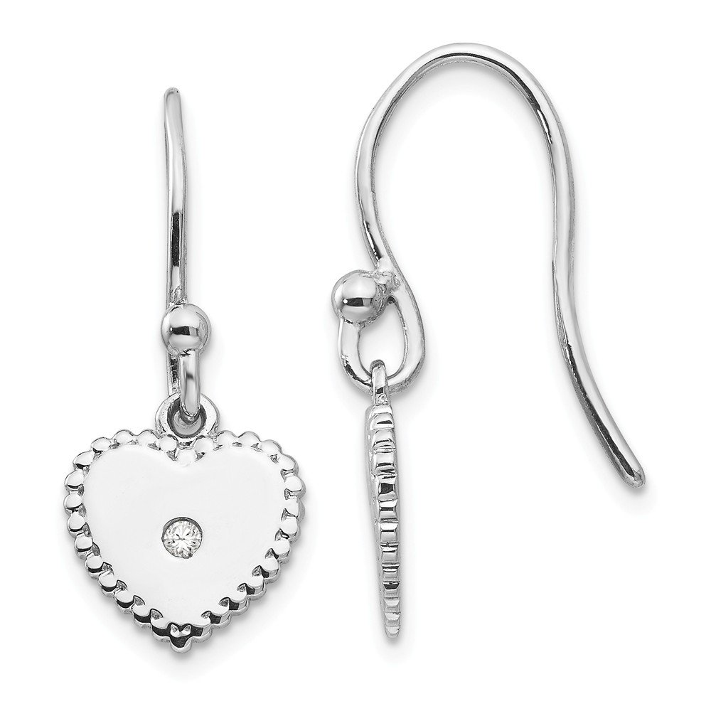925 Sterling Silver Heart-Shaped Dangle Earrings with White Ice Diamonds | Elegant Jewelry for Women | Perfect for Date Night, Weddings & Special Occasions