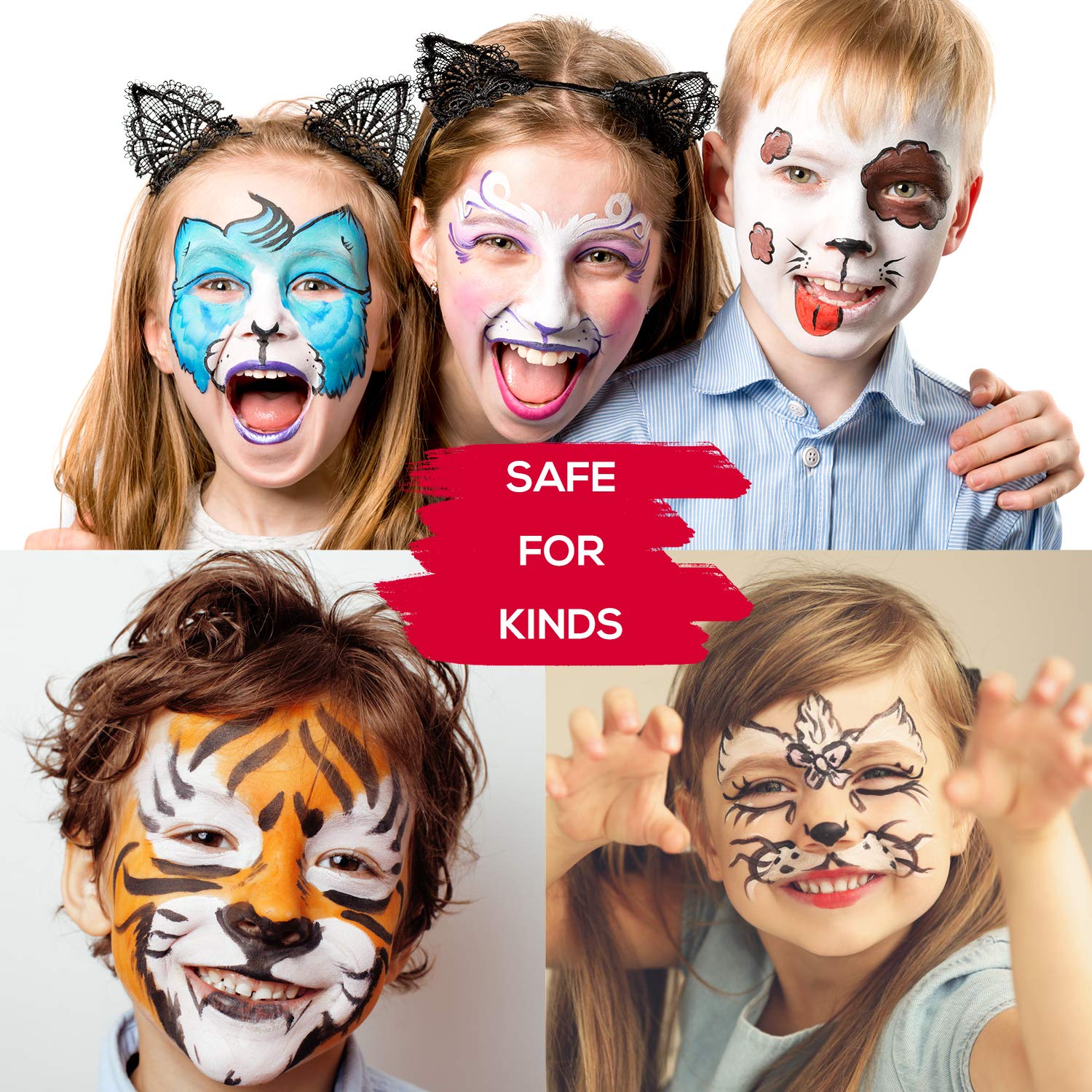 Shiyeen Professional Face Paint Kit - 12 Vibrant Split Cakes for Kids & Adults | Non-Toxic, Safe | Includes Brushes, Stencils & Tattoo Stickers | Perfect for Halloween, Cosplay, Birthday Parties & Face Painting Events