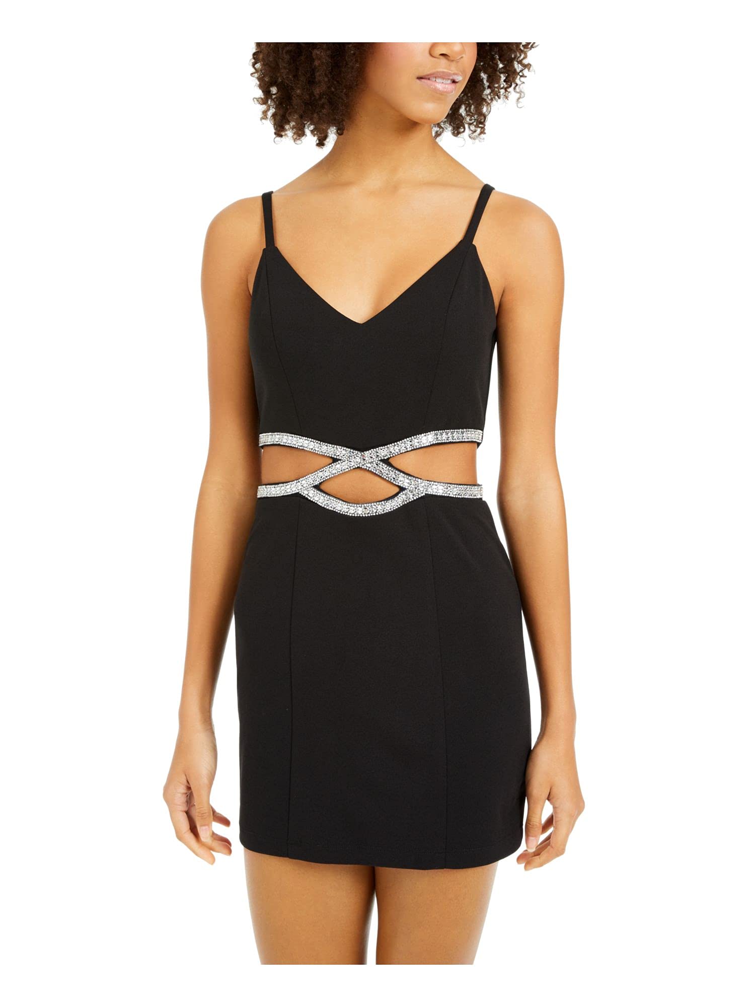 Elegant Women's Peek-a-Boo Jeweled Waist Party Dress - Sexy Formal Gown for Evening Events, Prom & Special Occasions