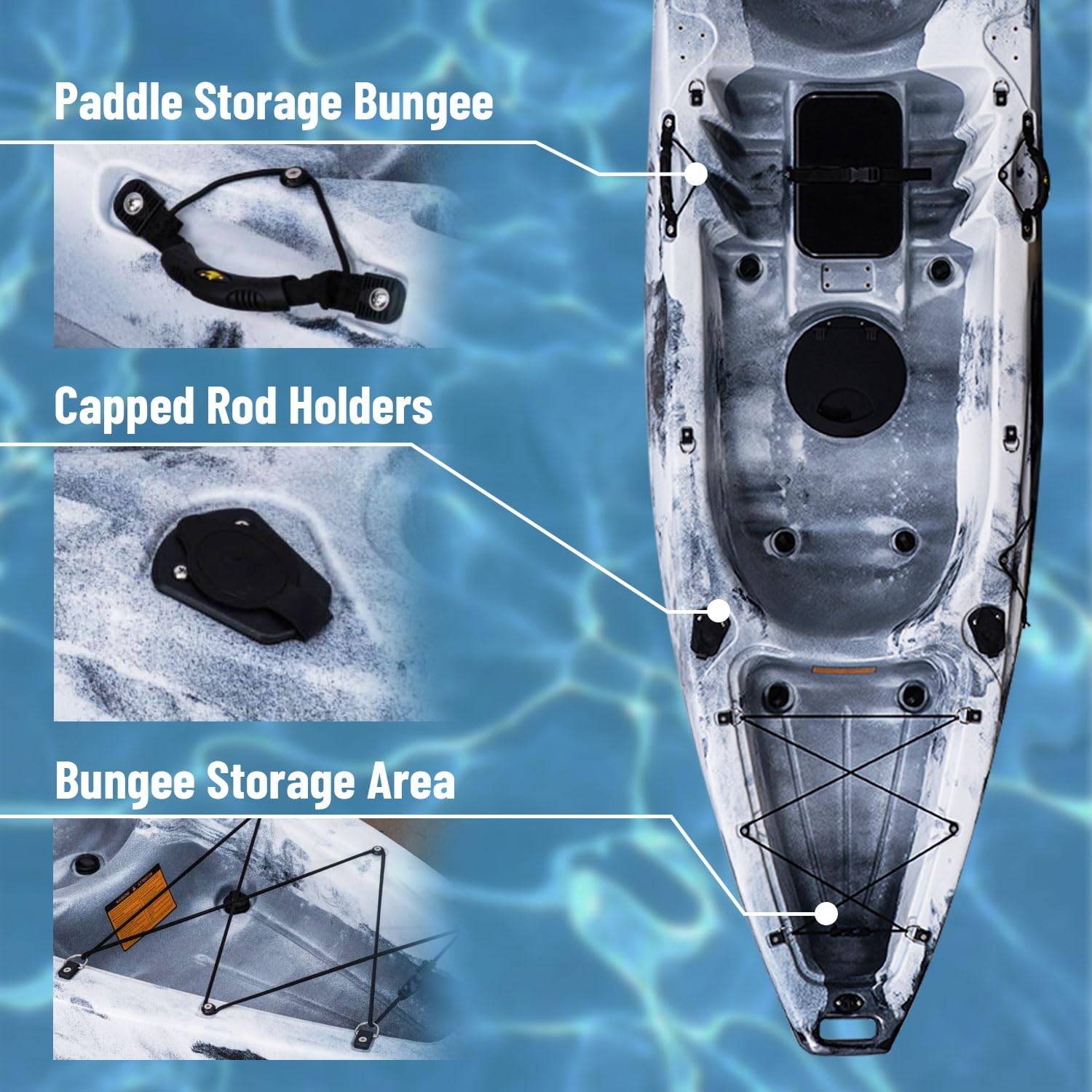 **12.4Ft Tandem Fishing Kayak for 2-3 Persons - Sit-on-Top Hard Shell Recreational Kayak with Paddle & Large Rear Storage - Perfect for Ocean, Lakes & Rivers - Ideal for Fishing, Camping & Family Adventures**