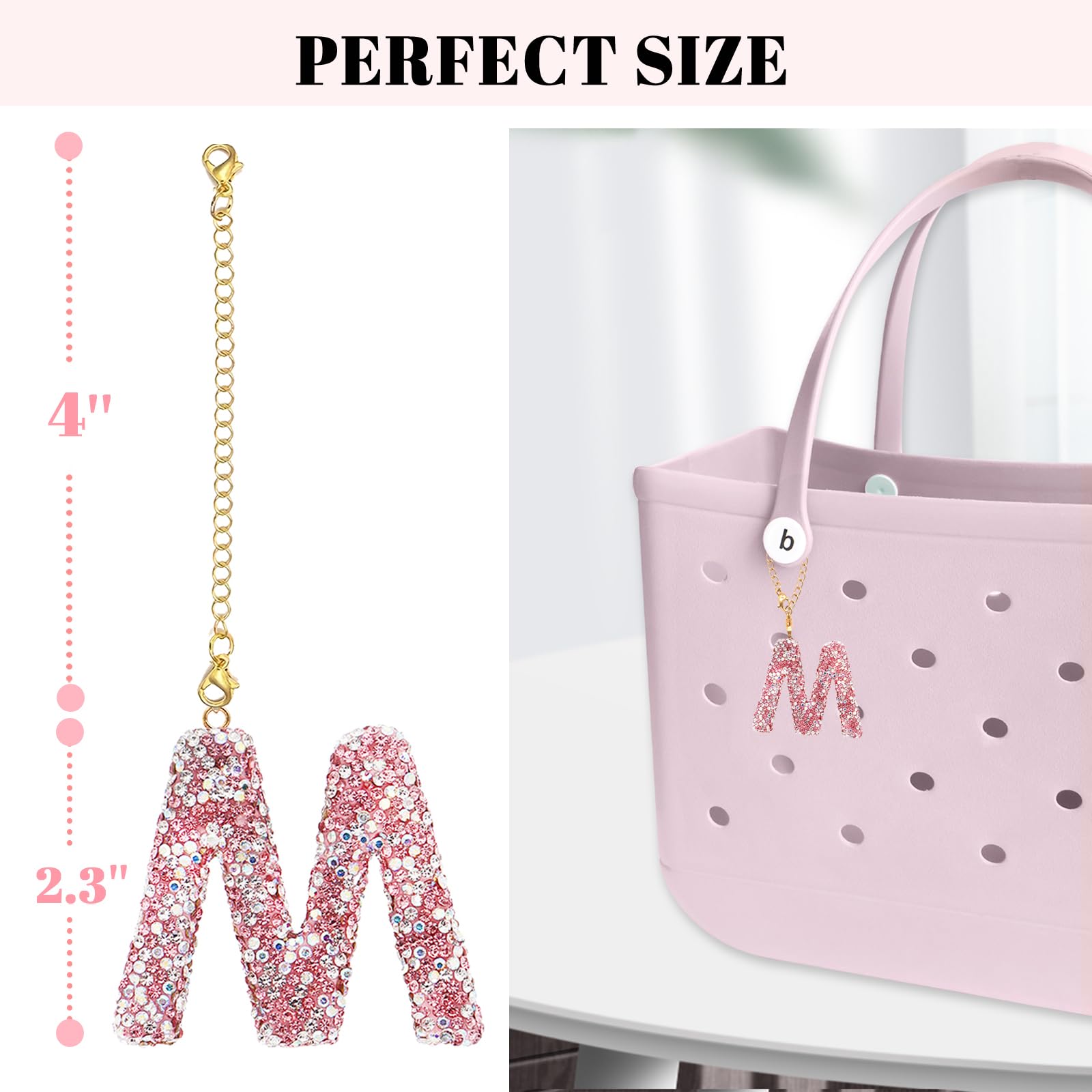 Personalized Letter Bag Charms for Bogg Bags - Stylish Accessories for Women & Girls - Decorative Charms for Bitty Bogg Bags, Handbags & Beach Totes - Perfect for Summer Outings, Pool Parties & Beach Vacations