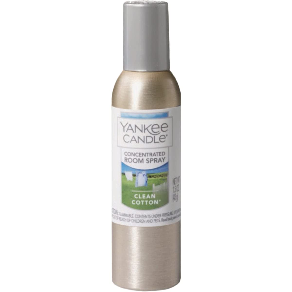 Yankee Candle Clean Cotton Air Freshener Spray - 1.5 Oz Odor Eliminator for Home, Bathroom, Car & Office - Long Lasting Fragrance for Freshening Rooms & Eliminating Unpleasant Smells - Perfect for Everyday Use, Guests & Special Occasions