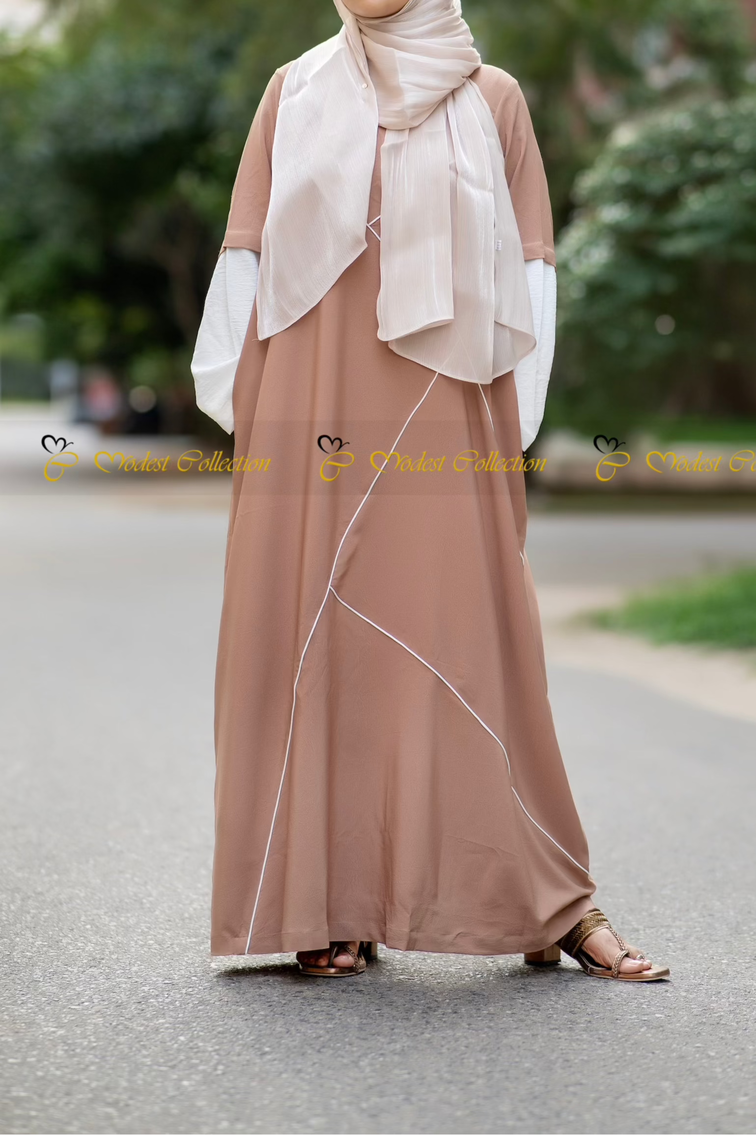 Women's Brown Sports Abaya - Modest Islamic Activewear for Gym, Running & Outdoor Activities