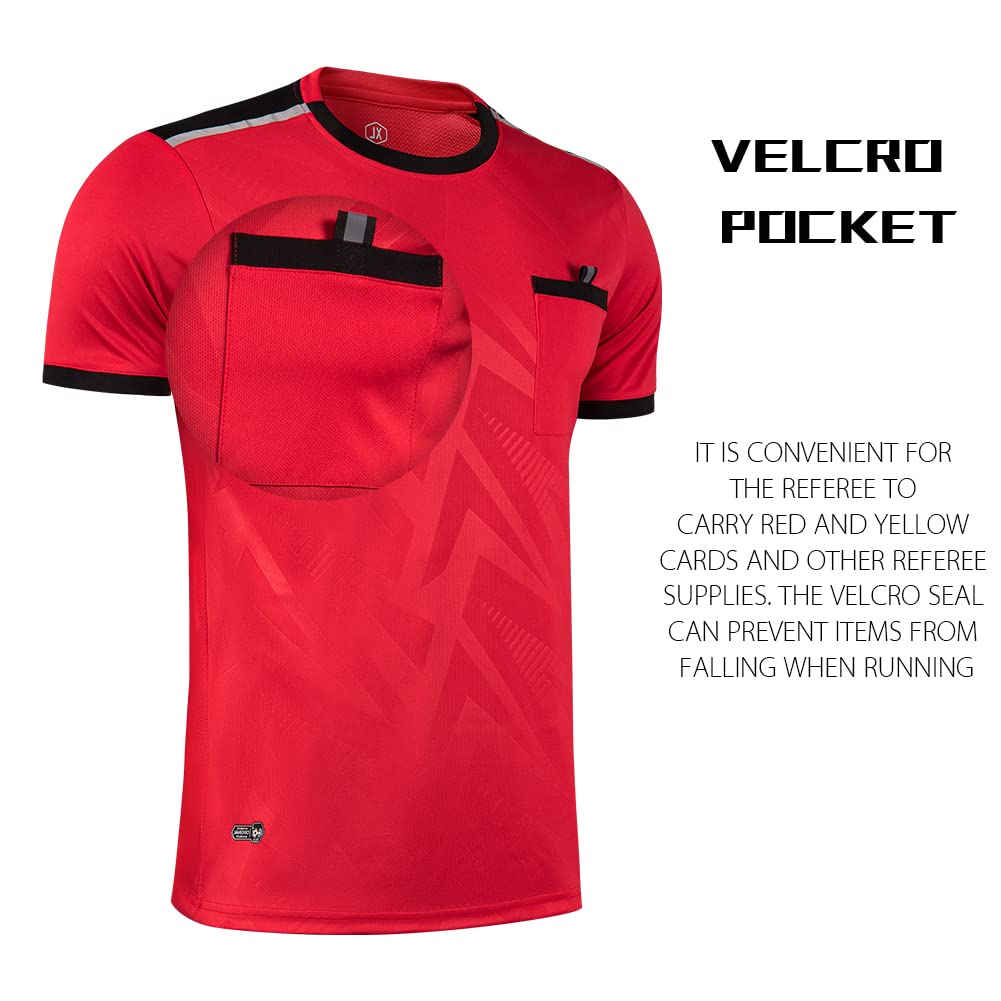 Men's Soccer Referee Uniform Set - Short Sleeve Professional Referee Jersey with Matching Shorts - Perfect for Soccer Matches, Tournaments & Training Sessions
