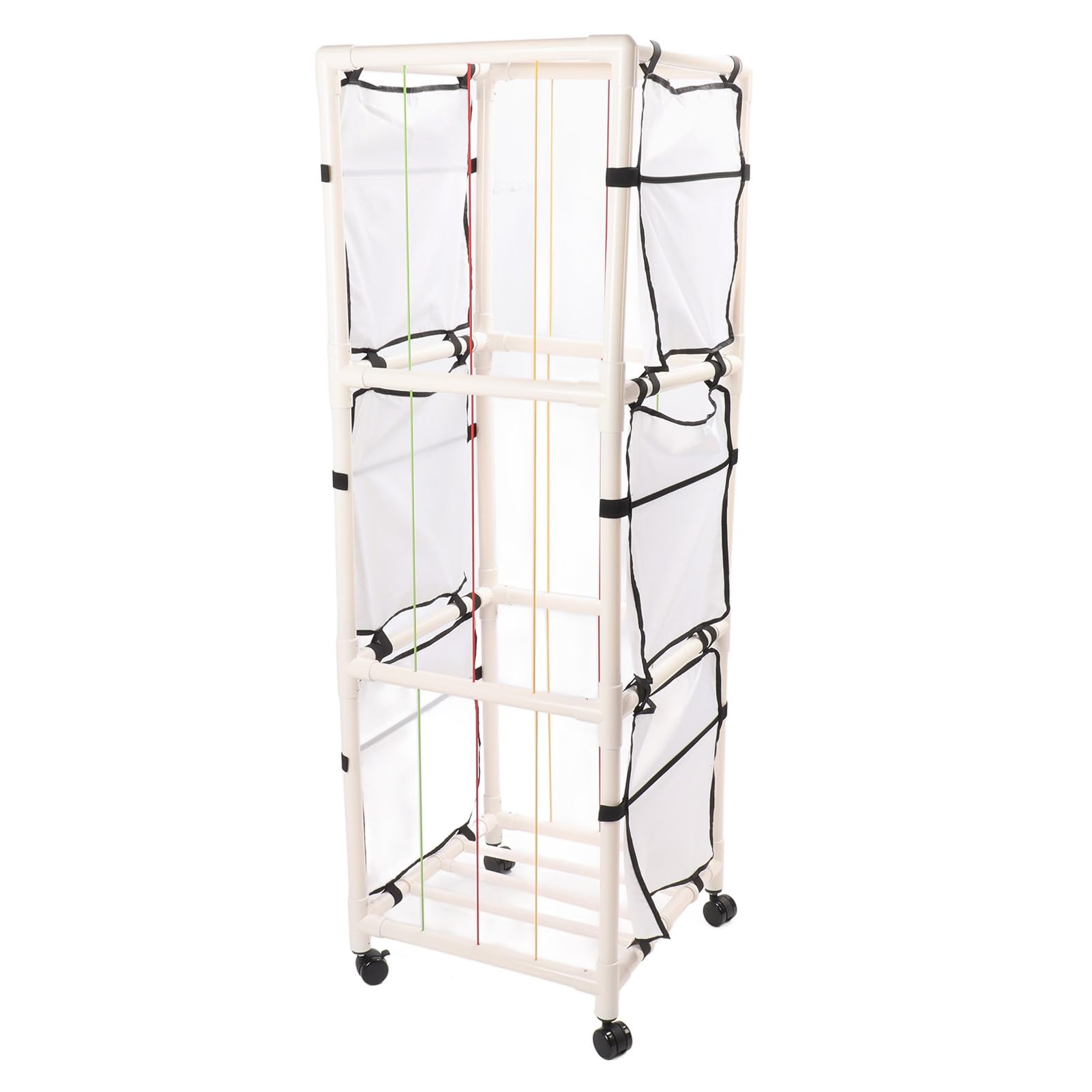 Soft Plush Animal Storage Organizer with Metal Frame, Elastic Bands & Wheels - Stuffed Toy Holder for Nursery, Playroom & Bedroom Decor - Perfect for Kids' Room Organization & Toy Storage Solutions