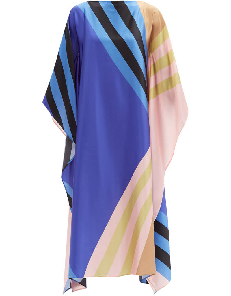 Luxury Blue Satin Silk Kaftan Dress for Women - Elegant Soft Loungewear & Beach Cover Up - Perfect for Spa Days, Vacation Wear and Summer Evenings