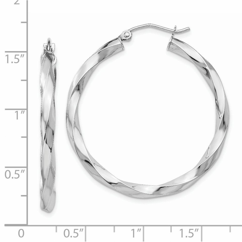 14k White Gold 3mm Twisted Hoop Earrings for Women - Elegant Everyday Jewelry | Perfect for Work, Date Night & Special Occasions