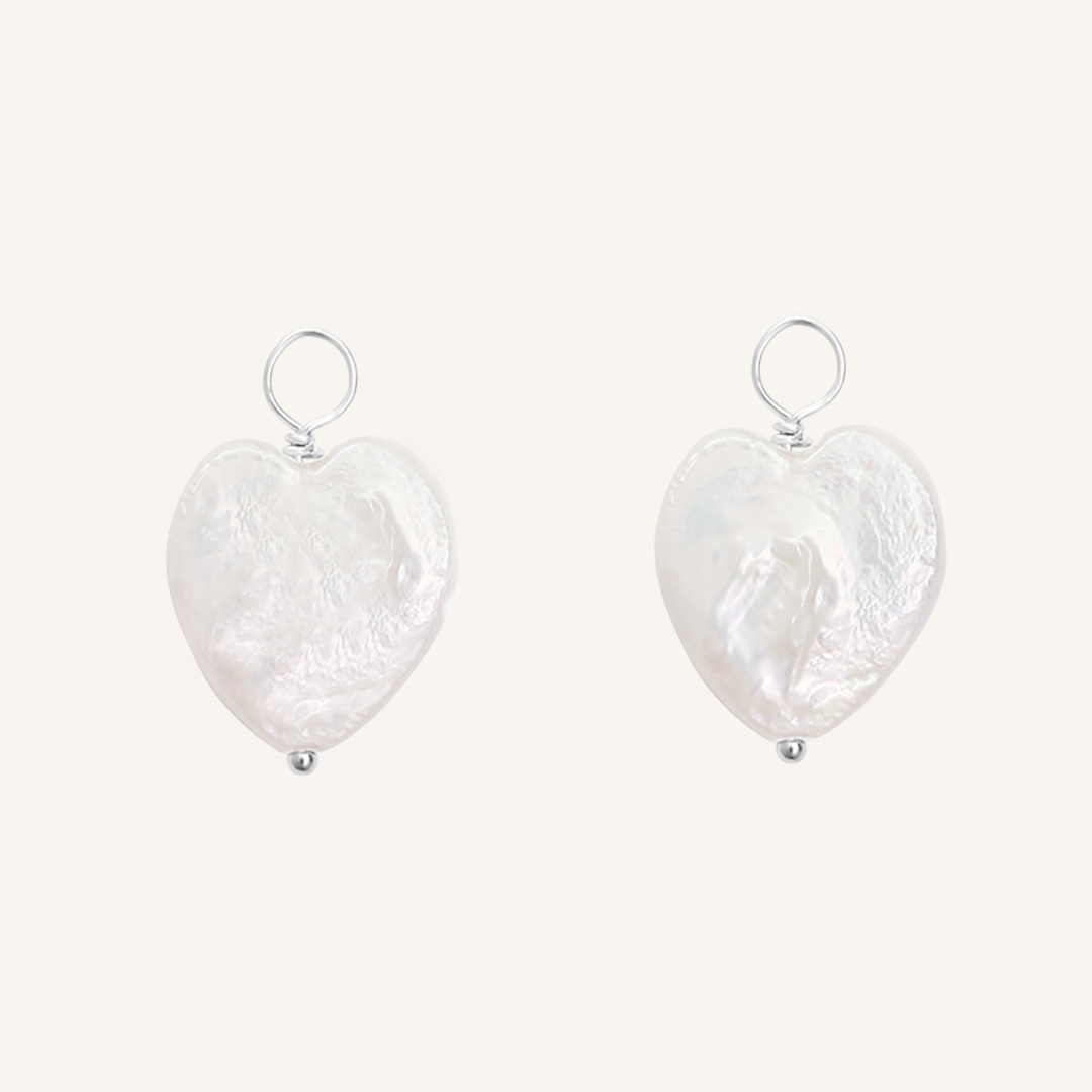 Heart Pearl Hoop Charm Earrings - Stone of Potential Jewelry (Set of 2) - Perfect for Valentine's Day Gifts & Romantic Date Nights