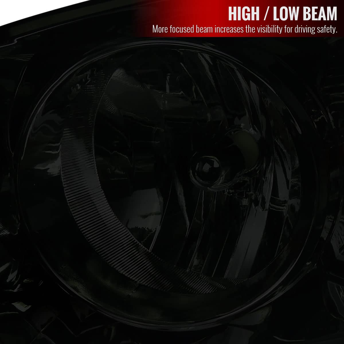 2006-2008 Ram 1500 2500 3500 Replacement Smoke Headlights & Driving Lamps - Durable LED Light Upgrade for Night Driving & Off-Road Adventures