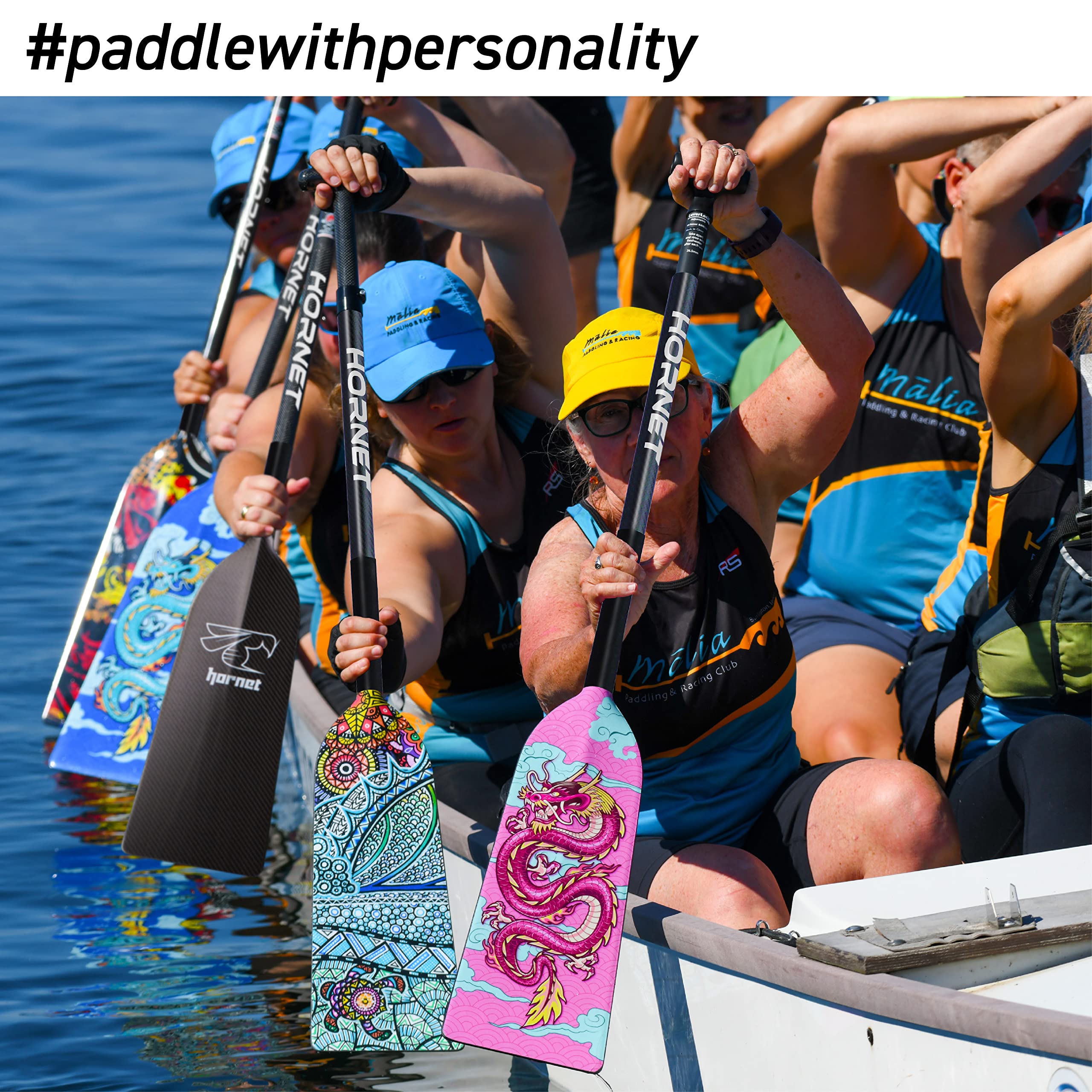 Premium Carbon Fiber Dragon Boat Paddle - IDBF Approved Adjustable Paddle for Racing & Training - Hornet Watersports Blue Dragon Series - Perfect for Competitive Teams & Recreational Paddlers