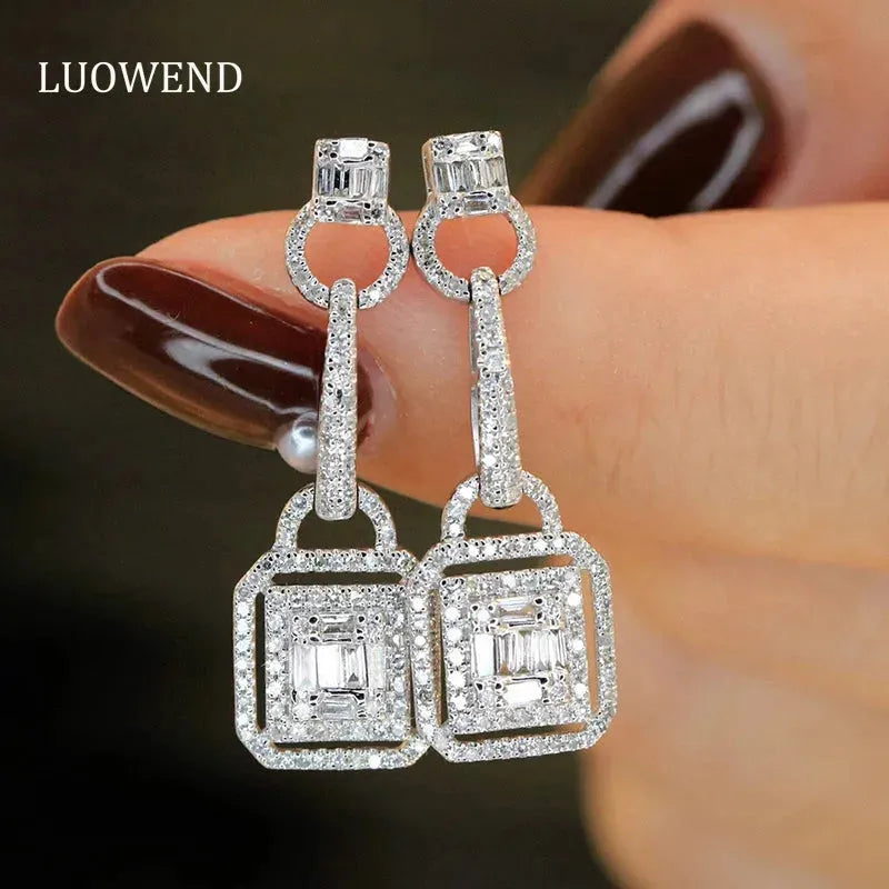 18K White Gold Diamond Drop Earrings for Women | 0.80 Carat Natural Diamond Luxury Jewelry | Elegant Party, Wedding & Evening Wear Accessories