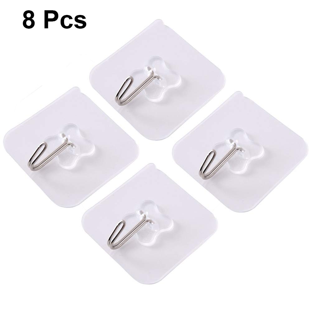 8-Pack Heavy Duty Self-Adhesive Wall Hooks for Bathroom, Kitchen & Entryway - No Drill Towel Hooks, Coat Hooks with Strong Suction Cups - Perfect for Hanging Robes, Keys, Hats & Home Organization