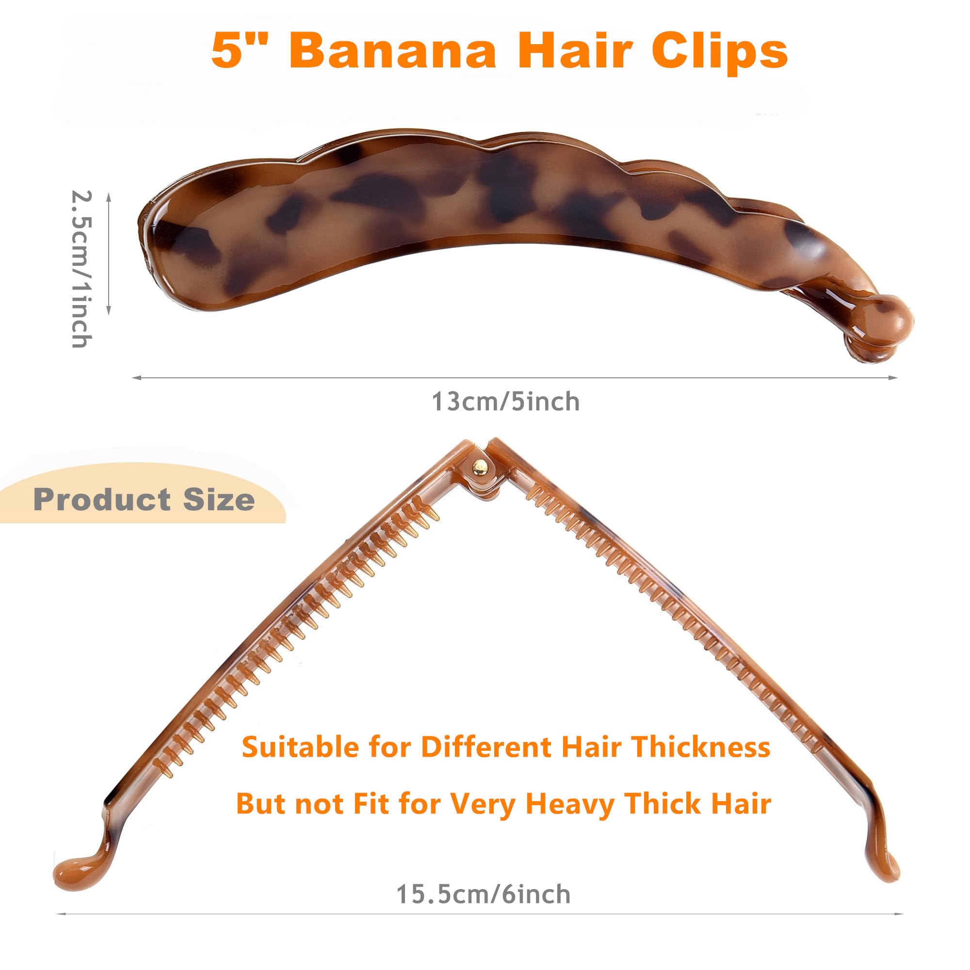 6 Pack Large Banana Hair Clips for Thick Hair - Non-Slip Ponytail Holder Hair Accessories for Women - Perfect for Workouts, Office & Everyday Styling